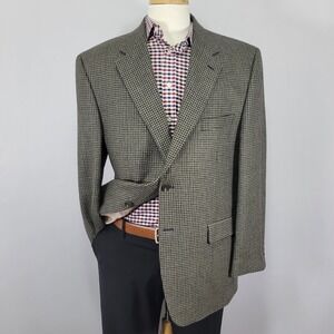 Chaps Men's Flannel‎ Sport Coat Blazer Two Button Houndstooth Lambs Wool 44R